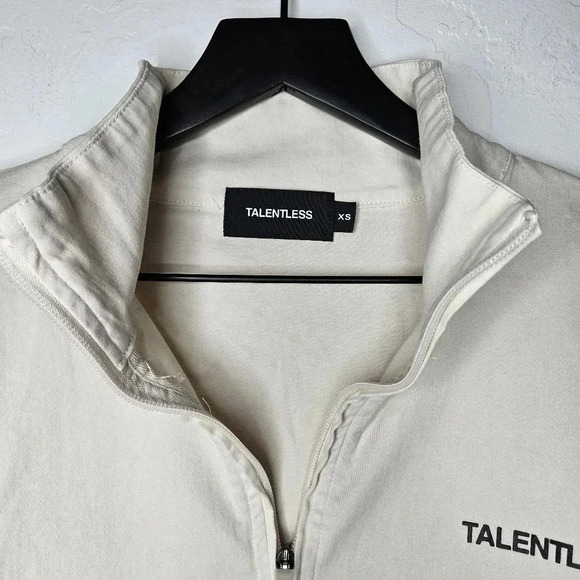 Talentless Quarter Zip Pull-over Sweater Size XS in Tan - Picture 2 of 11